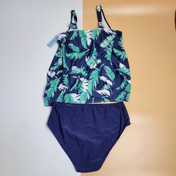 Yonique Two Piece Bathing Suit Blouson Tankini for Women Loose Fit Floral Print - Picture 5 of 13